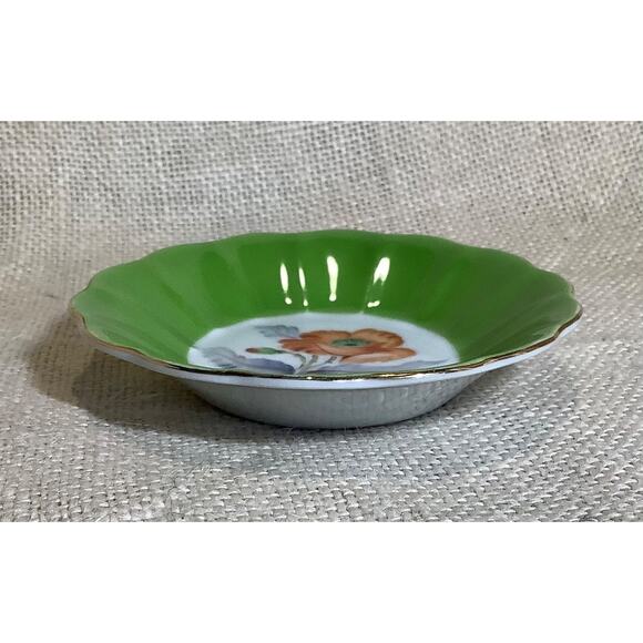 Vintage small green floral trinket dish plate OCCUPIED JAPAN - Picture 2 of 4